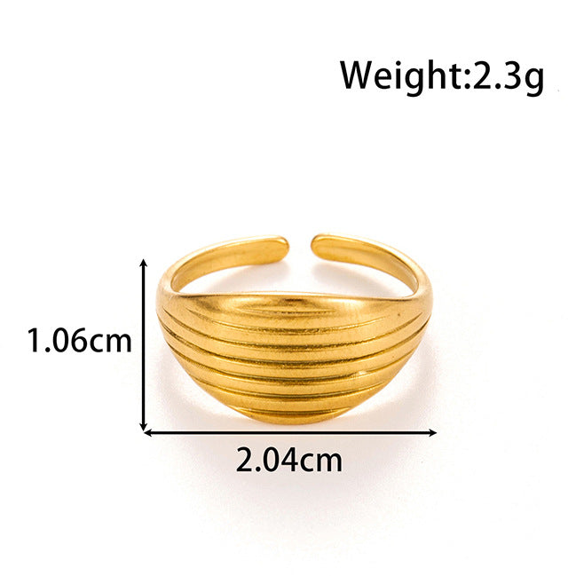Wholesale Titanium steel  oval hollow ring geometric adjustment  ring