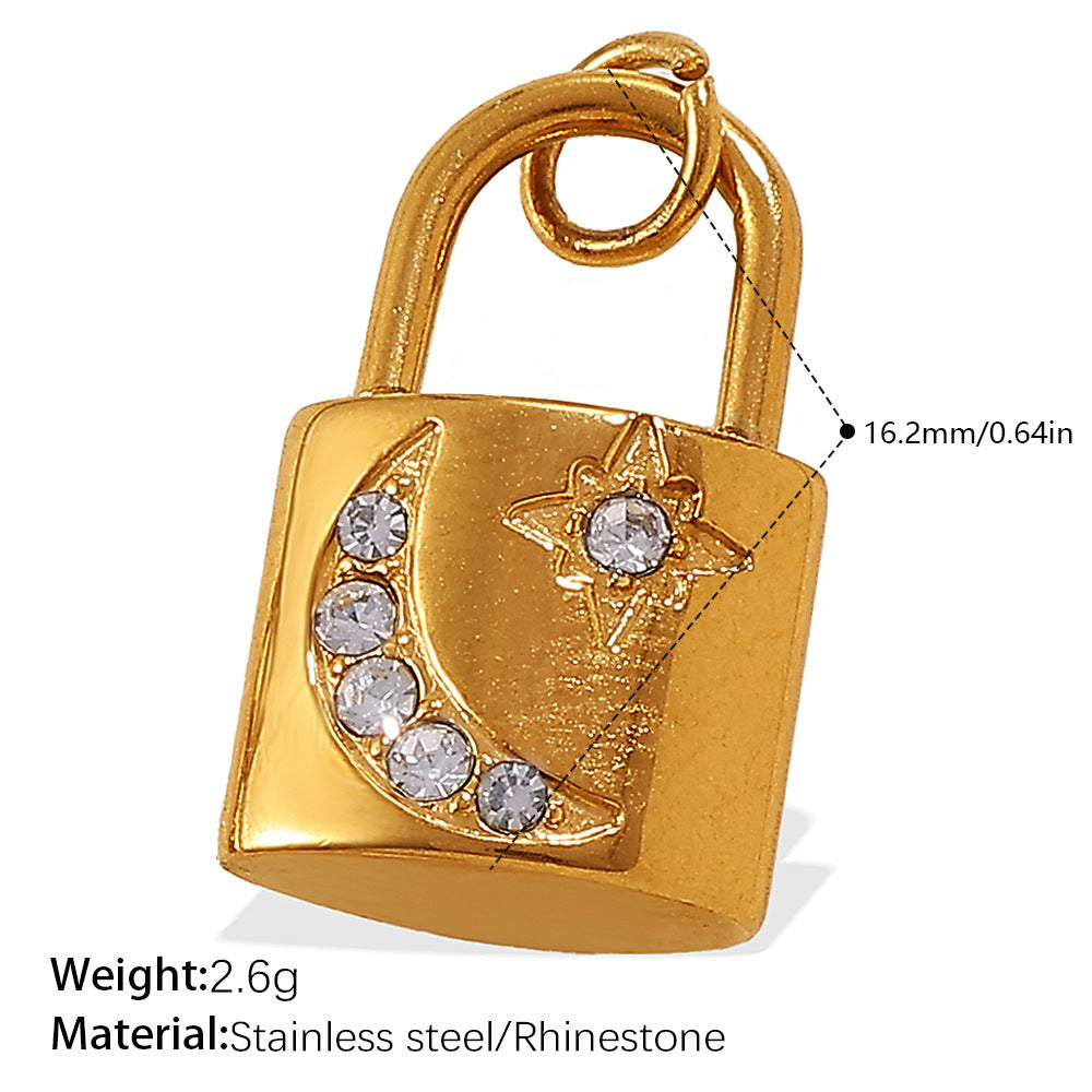 Wholesale Diamond-Encrusted Key Lock Stainless Steel Pendant Accessories