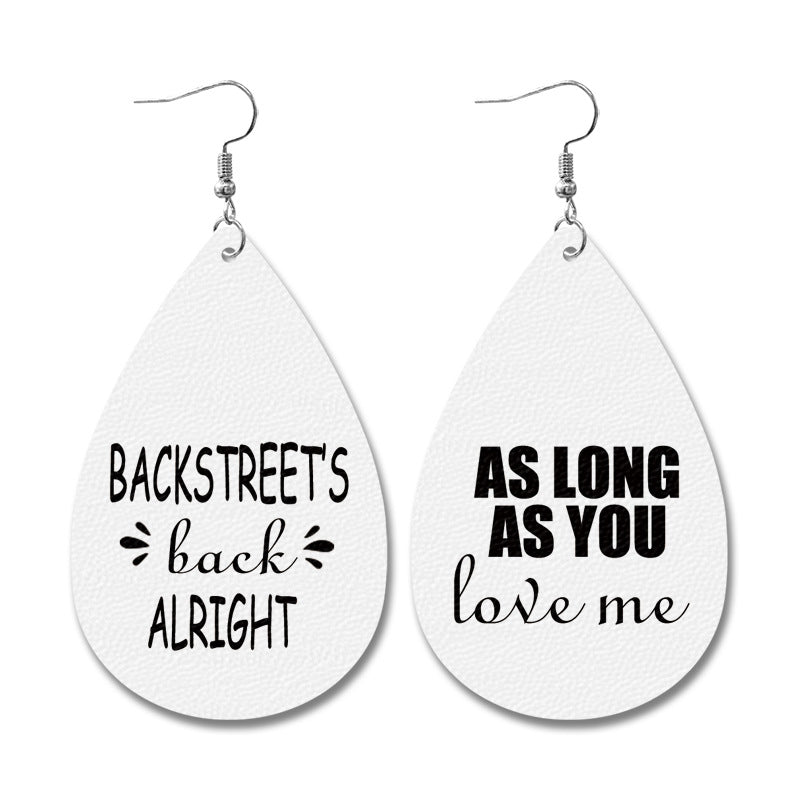 Wholesale  Retro Idol  Water Drop Leather Earrings