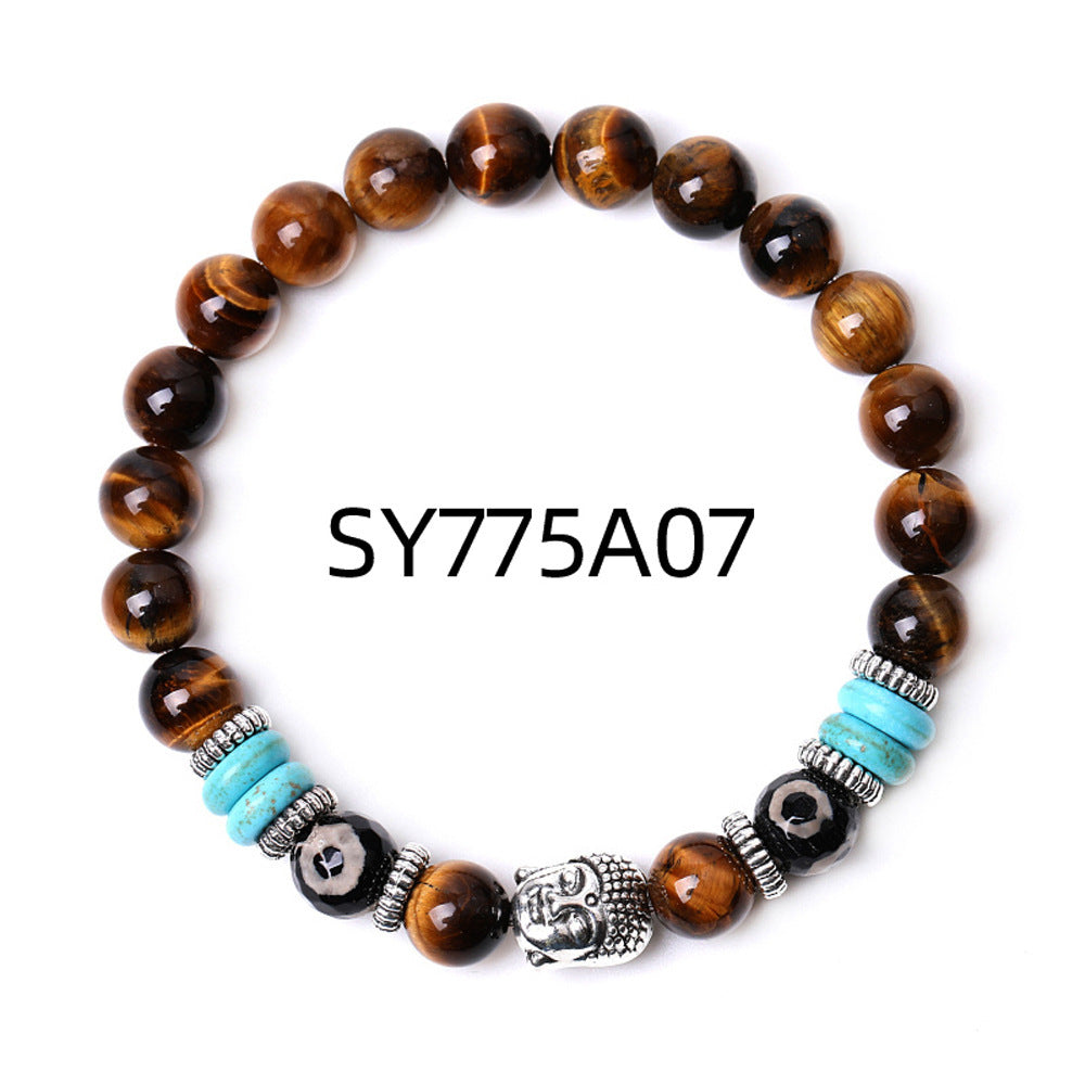 Wholesale Buddha Head Volcanic Stone Tiger Eye Stone Handmade Beaded Bracelet Miyuki Hand Made ACC-BT-ZhongH021