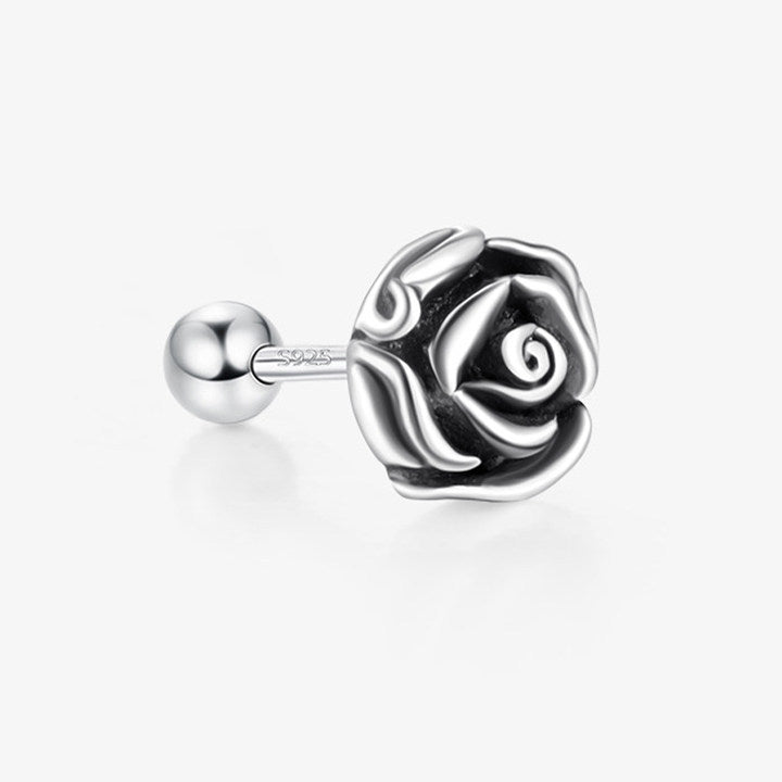Wholesale sterling silver men's vintage rose screw buckle earrings