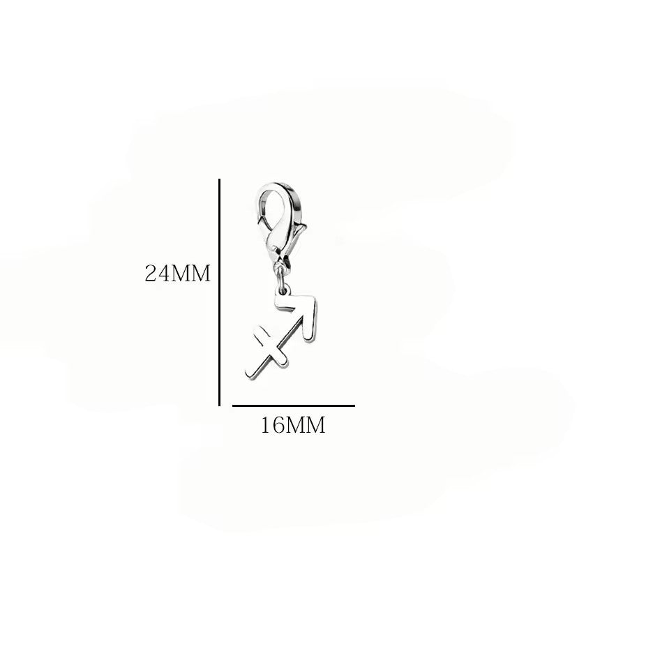 Wholesale Casual Stainless Steel Zodiac Pendant Charms with Lobster Clasp for DIY Jewelry Bracelets Necklaces,  Gift Idea