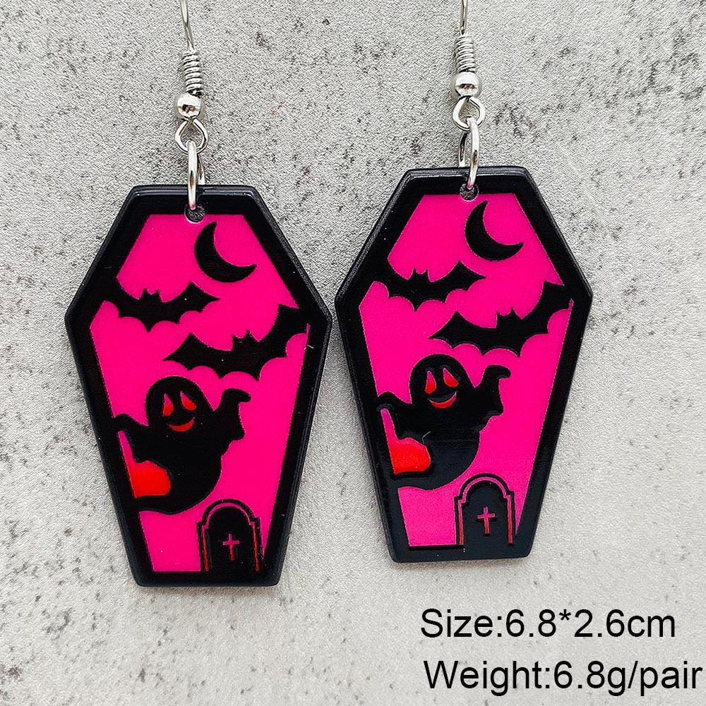 Wholesale Halloween earrings coffin ghost bat acrylic earrings