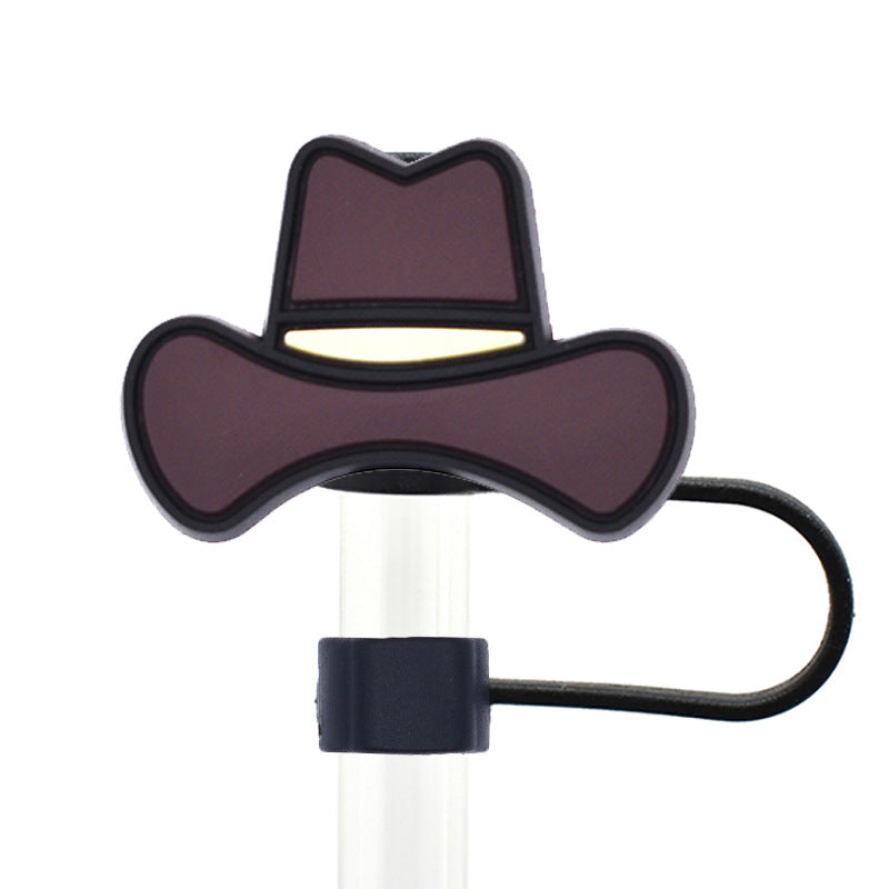 Wholesale Random 100pcs Western Style Cow Pattern Cowboy Hat Boots 10mm Straw Buckle Soft Rubber Straw Decoration