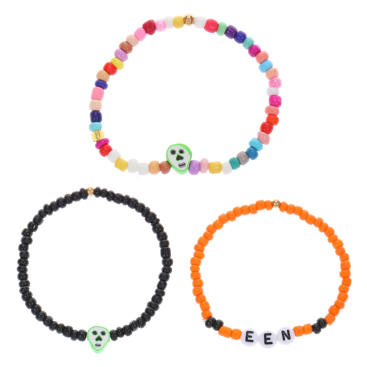Wholesale  Alphabet Bead Bracelet Set Bohemian Ghost Pumpkin Jewelry Accessory for Women Festival Gift