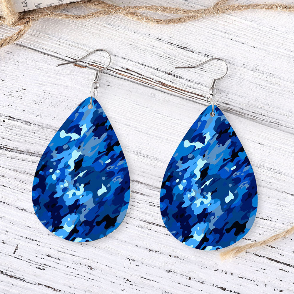 Wholesale Green camouflage water drop earrings