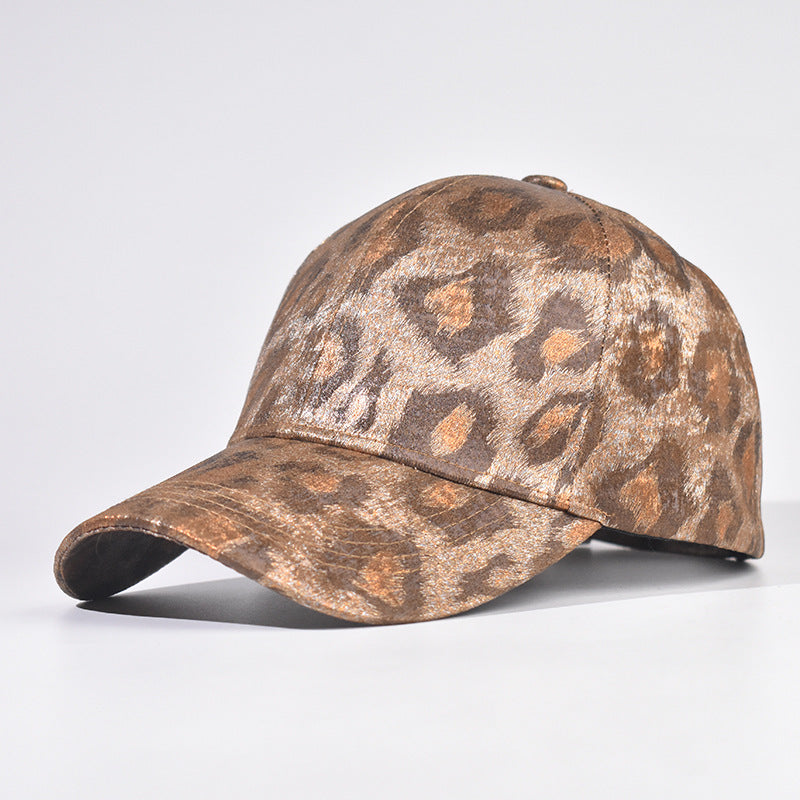 Wholesale Trendy Gold Foil Leopard Print Baseball Cap Thick Dome Hard Top Curved Brim Adjustable Everyday Unisex Sun Hat