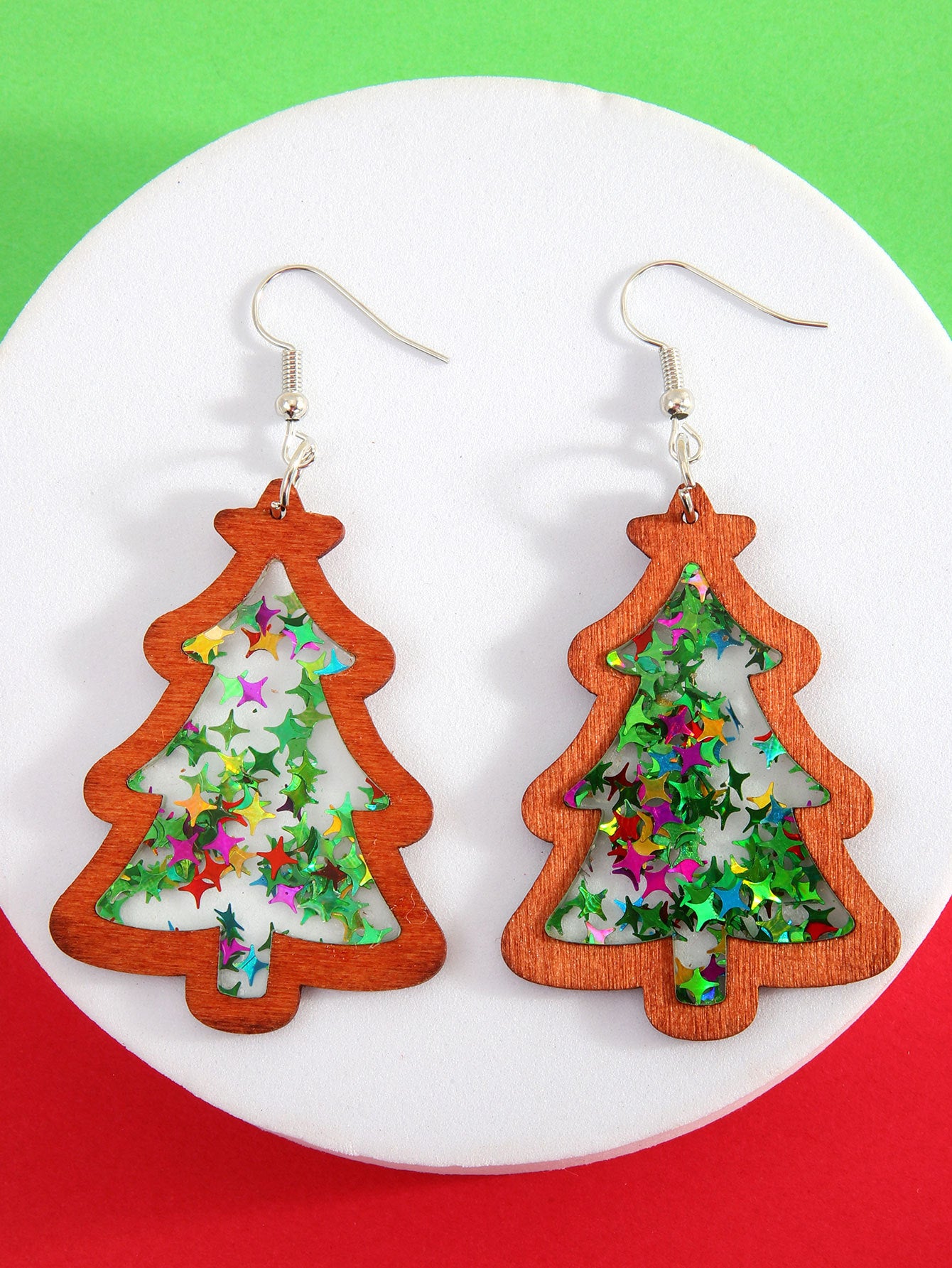 Wholesale Christmas Tree Acrylic Sequin Earrings