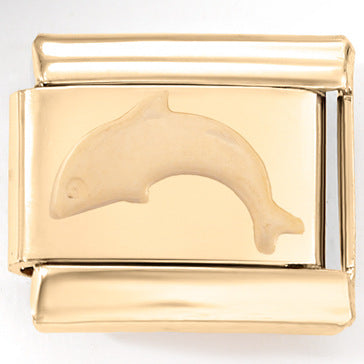 Wholesale Italian Charm Bracelet 9mm DIY Splicing Gold Plated Smiley Dolphin Stainless Steel Composable Bracelet