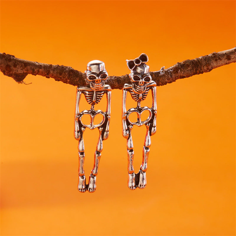 Boucles d'oreilles squelette de style squelette fantôme exagéré en gros exagéré