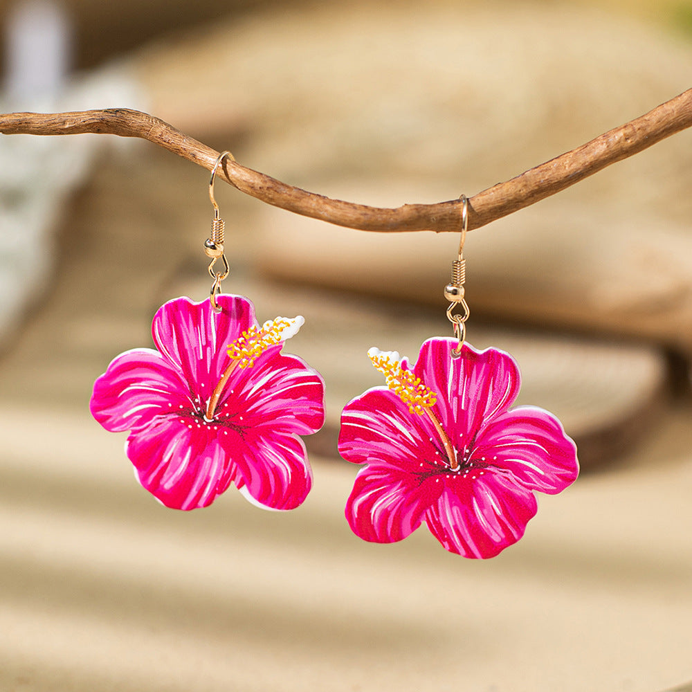 Wholesale Painted Holiday Style Flower Earrings Acrylic Earrings ACC-ES-XLH003