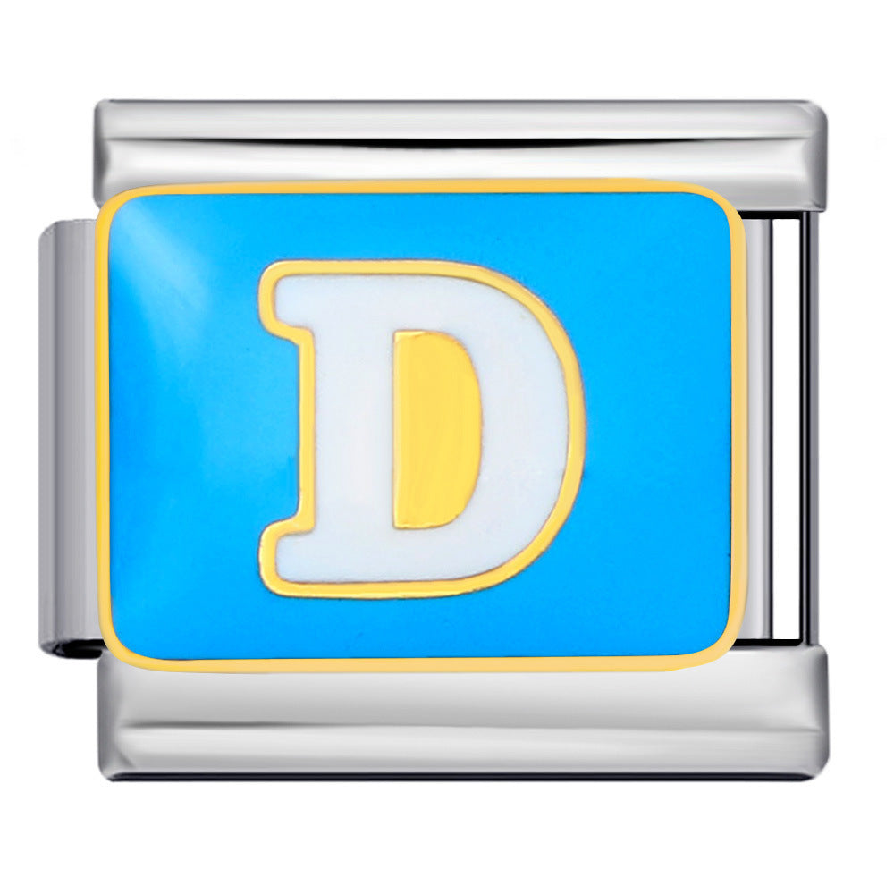 Wholesale Italian Charm Bracelet 9mm DIY colorful drip letter  Creative Stainless Steel Composable Bracelet