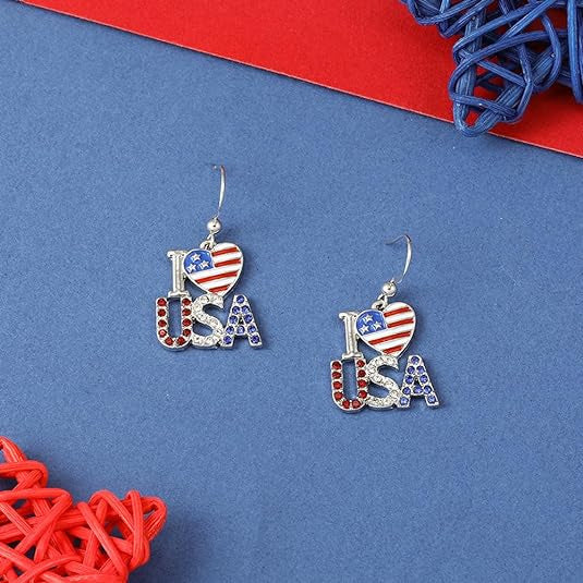 Wholesale  Independence Day earrings  creative I love American letters love earrings