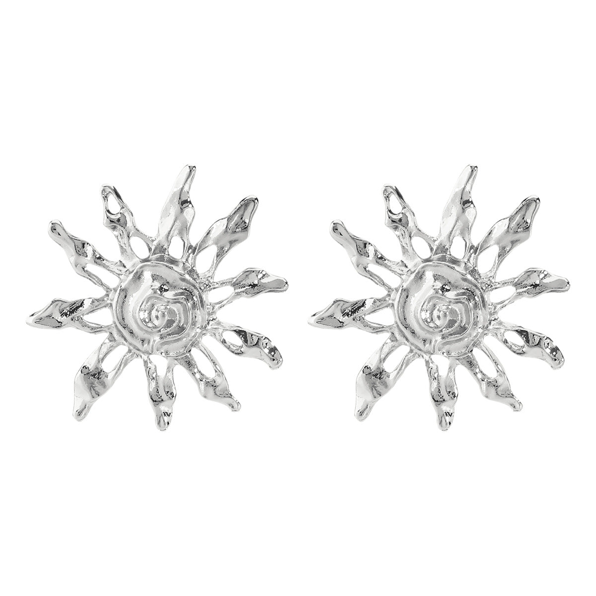 Wholesale  exaggerated sunflower hollow earrings design geometric earrings