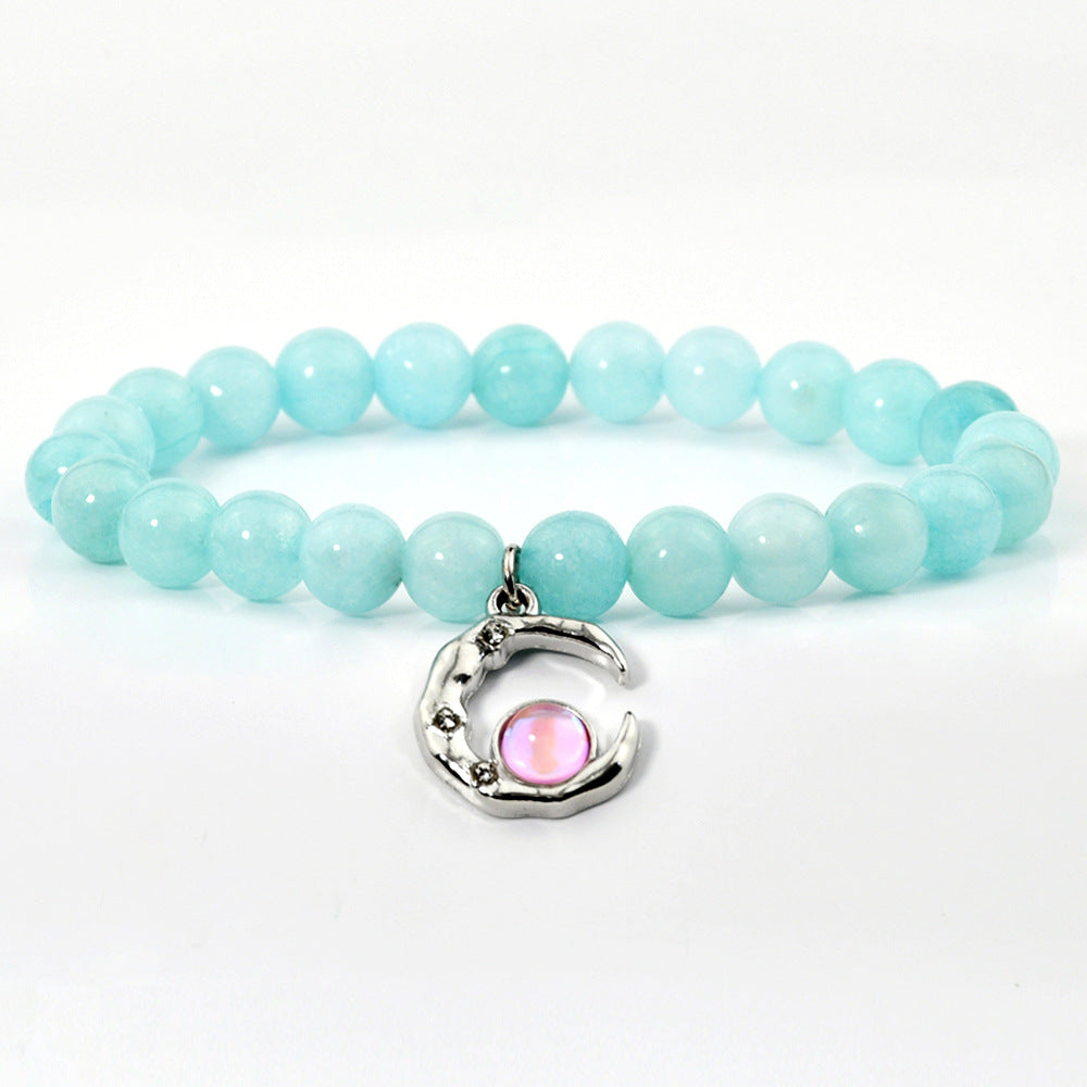 Wholesale Moon Pendant Crystal Beaded Bracelet,  Handmade Women' s Fashion Jewelry Accessory,  Everyday Wear Gift