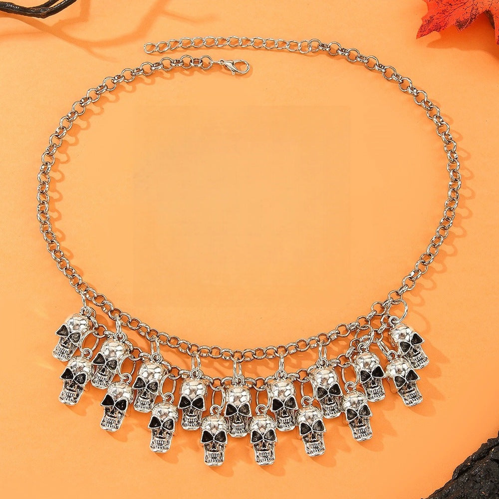 Wholesale Skull Design Vintage Alloy Jewelry Set Earrings and Necklace Fashion Accessory