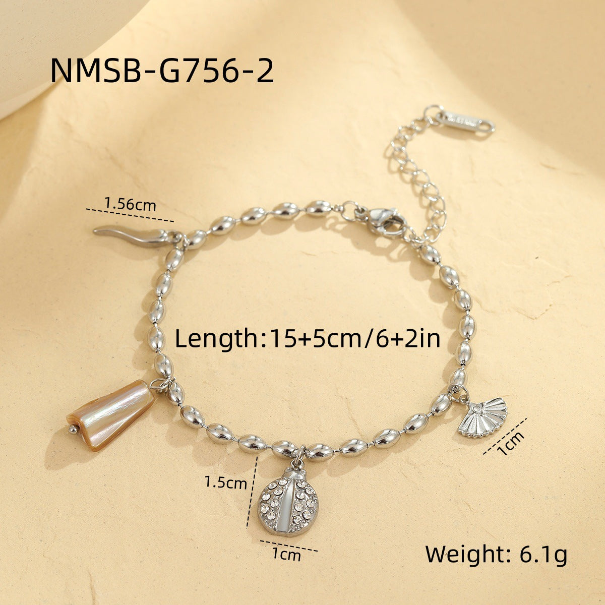 Wholesale Beaded Marine Style Bracelet Stainless Steel Stacked Bracelet