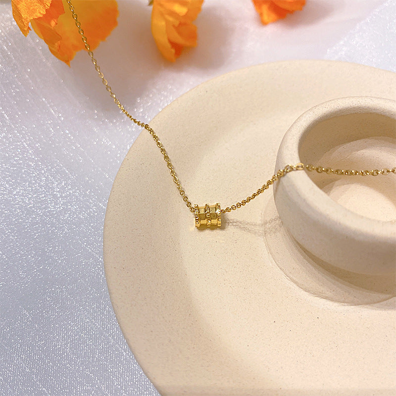 Wholesale Electroplated Titanium Steel Necklace Micro-embedded Clavicle Chain Choker Necklace ACC-NE-Xiyue003