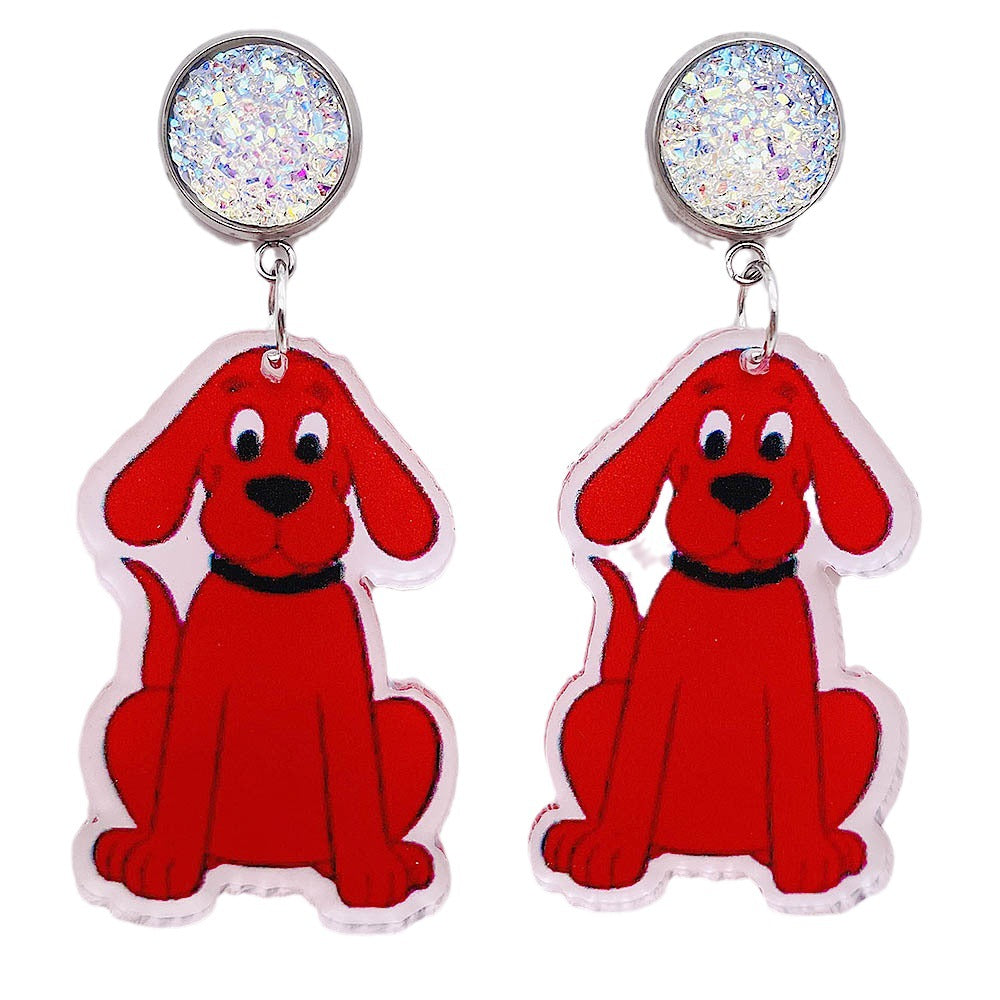 Wholesale  cartoon animal earrings  Dog elephant reading acrylic earrings