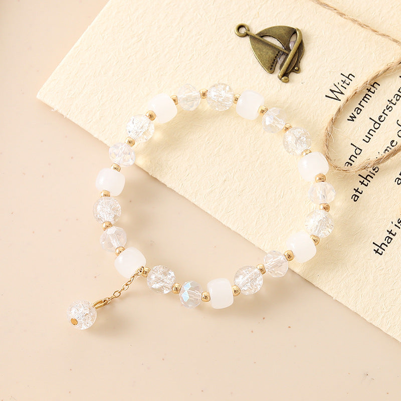 Wholesale Butterfly Ice Crack Floral Crystal Glass Beaded Bracelet ACC-BT-YiL002