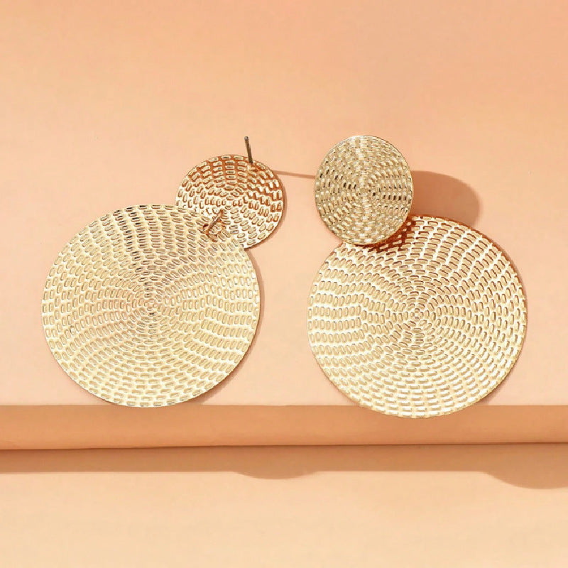 Wholesale  Light Luxury Exaggerated Earrings Round Sequin Large Hoop Earrings