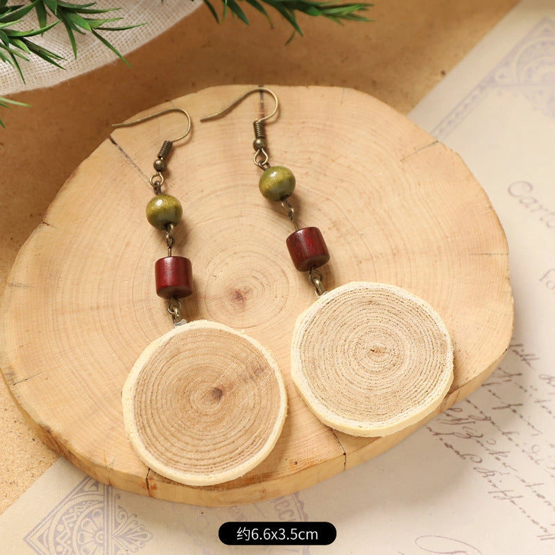 Wholesale Vintage Hand-made Plant Fruit Wood Earrings