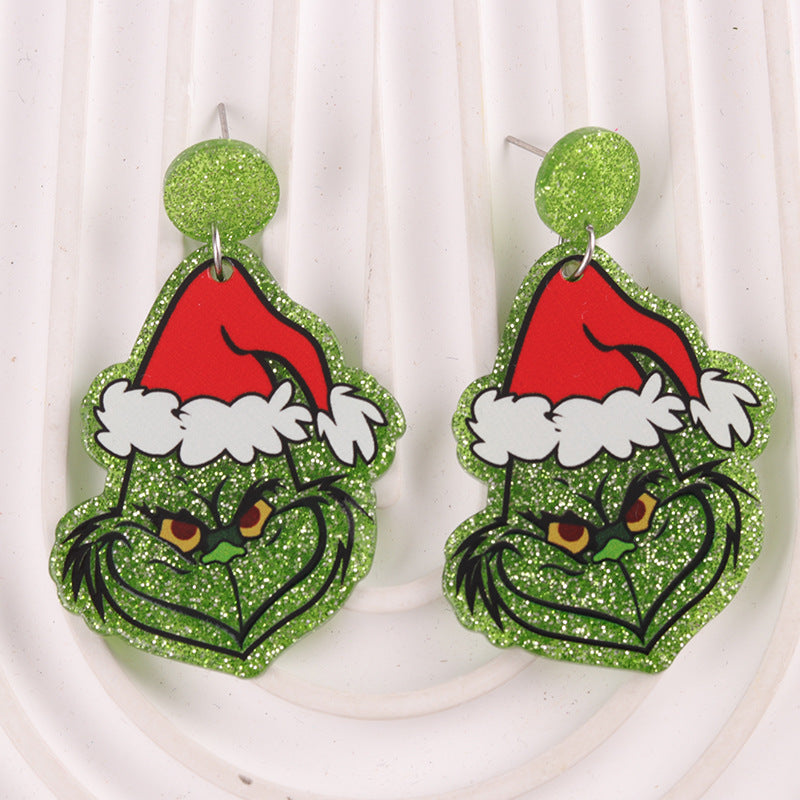 Wholesale Christmas Tree English Clown Acrylic Earrings