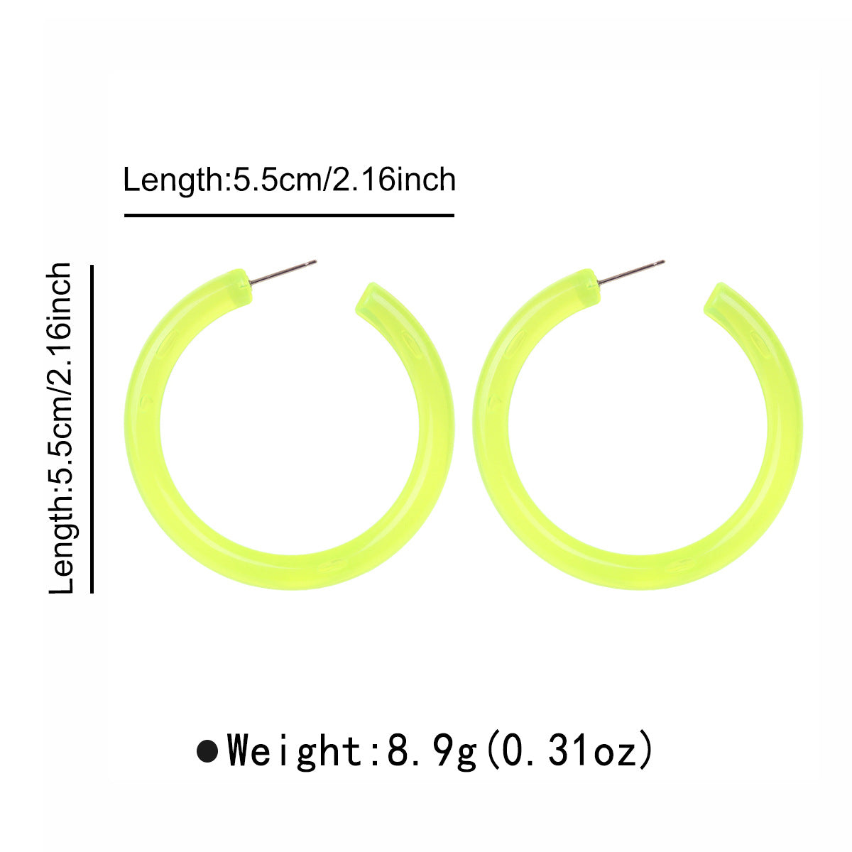 Wholesale Simple rose red heart five-pointed star fluorescent geometric resin earrings fashion personality niche exaggerated earrings for women