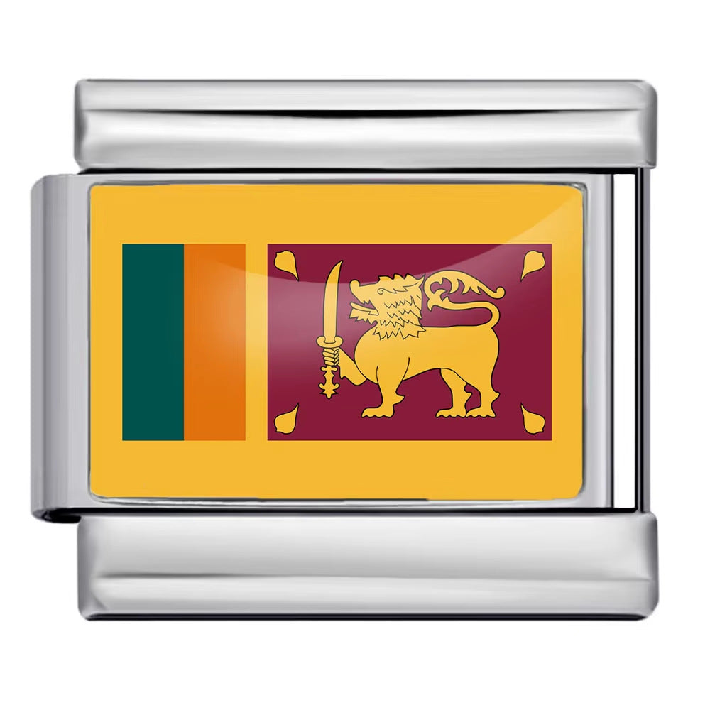 Wholesale Italian Charm Bracelet 9mm DIY Splicing Removable World Flags Stainless Steel Composable Bracelet