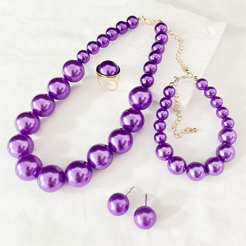 Wholesale Elegant Korean Pearl Necklace Earrings Set Bridal Jewelry Accessory Trendy Gift For Women Resale