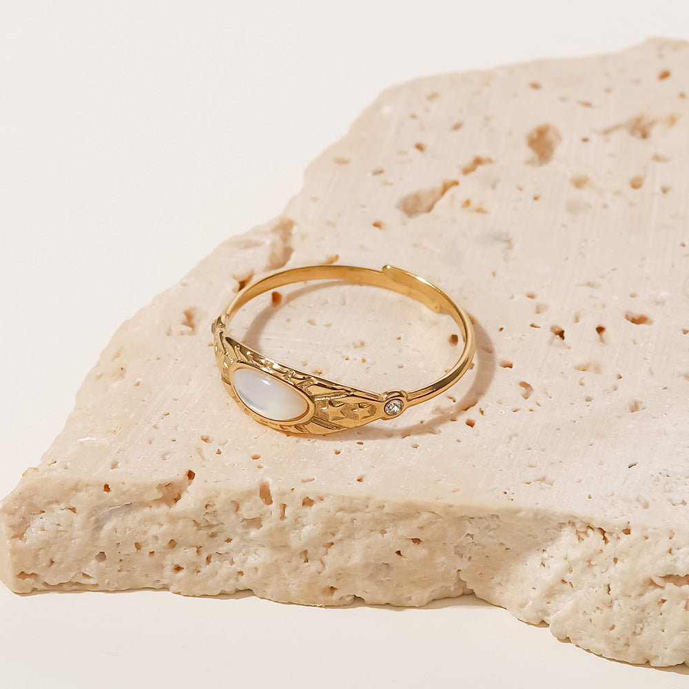 Wholesale Vintage Stainless Steel Zirconia Open Rings ACC-RS-WanX009