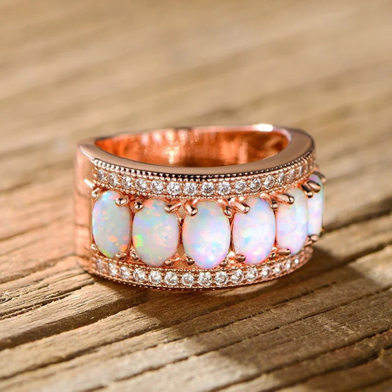 Wholesale Faux Opal Oval Ring Elegant Finger Ring