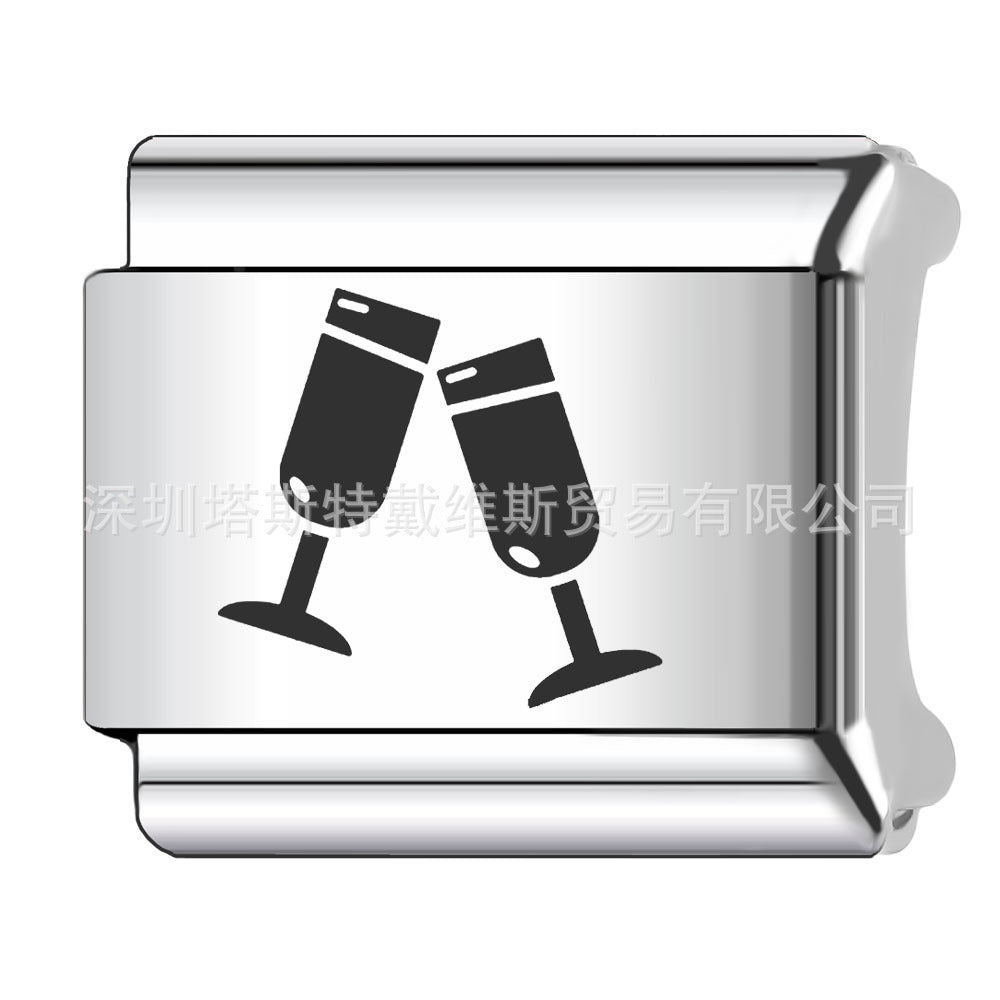 Wholesale 9mm Italian Charm Starter Bracelets DIY square Single Section Creative Stainless Steel Composable Bracelet