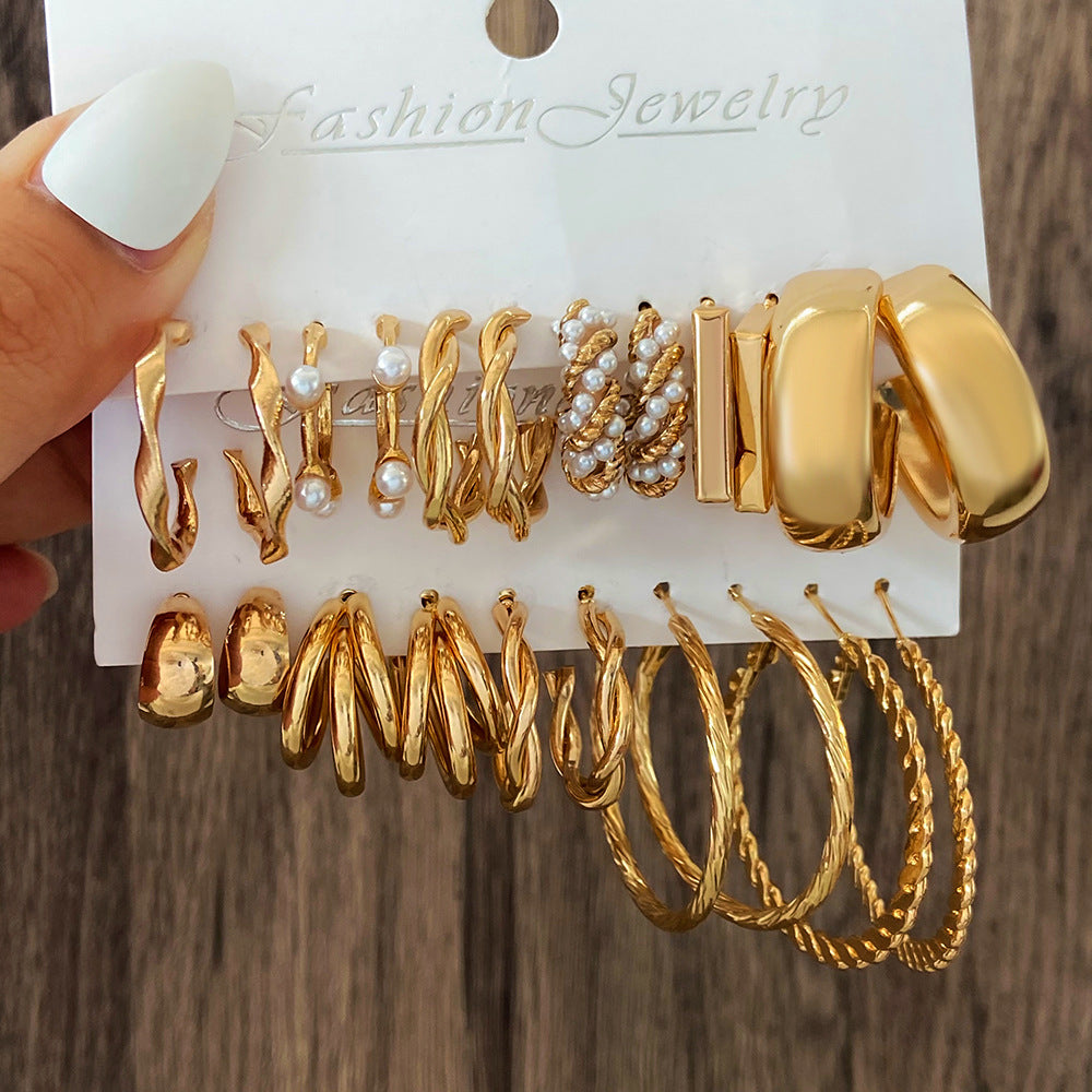 Wholesale Geometric Alloy Earrings Set ACC-ES-QW005