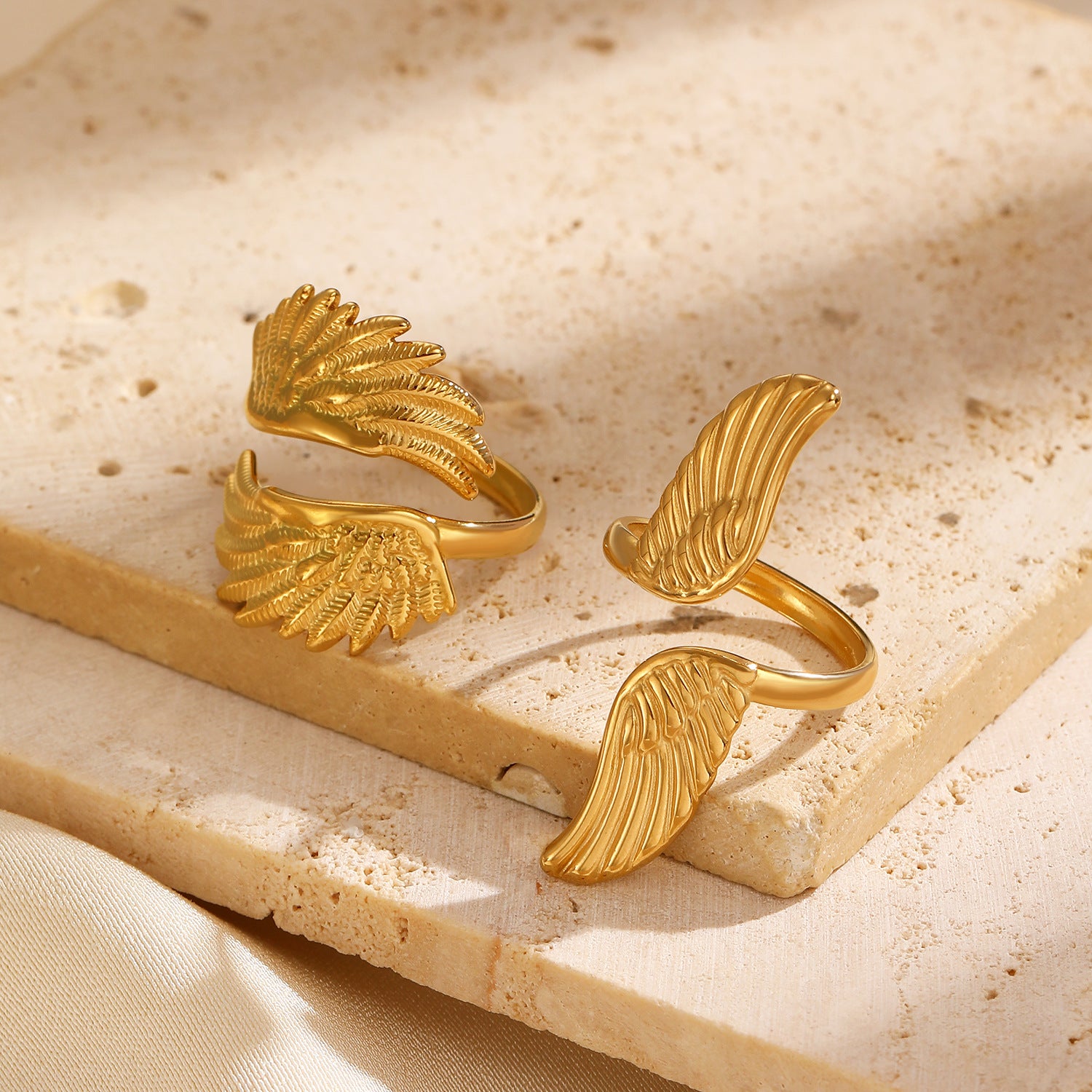 Wholesale stainless steel winged bird and peace dove open ring