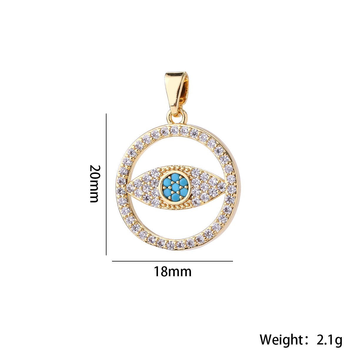 Wholesale Fashion Boho Evil Eye Gold Plated Brass Zircon Pendant For DIY Necklace Making Boutique Resale