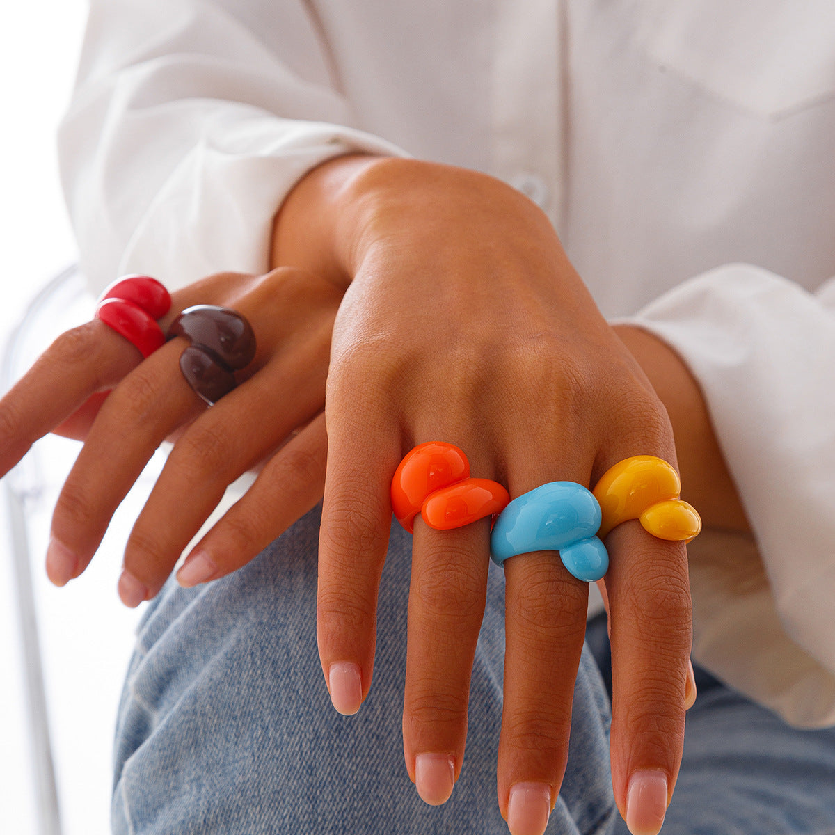 Wholesale Irregular Geometric Drop Plastic Ring Multicolor,  Fashion Jewelry Accessory for Everyday Wear