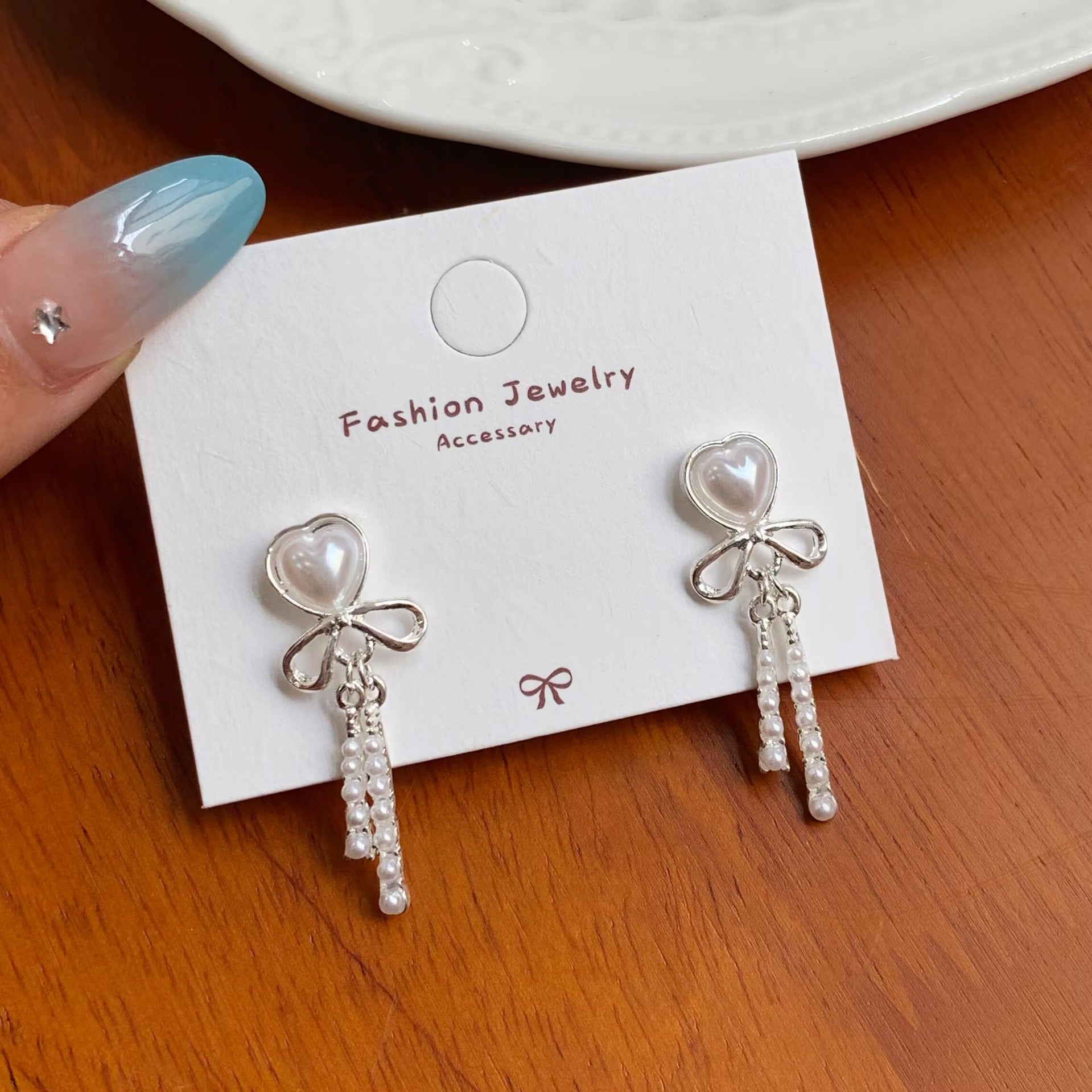 Wholesale Zircon Bow Heart Earrings