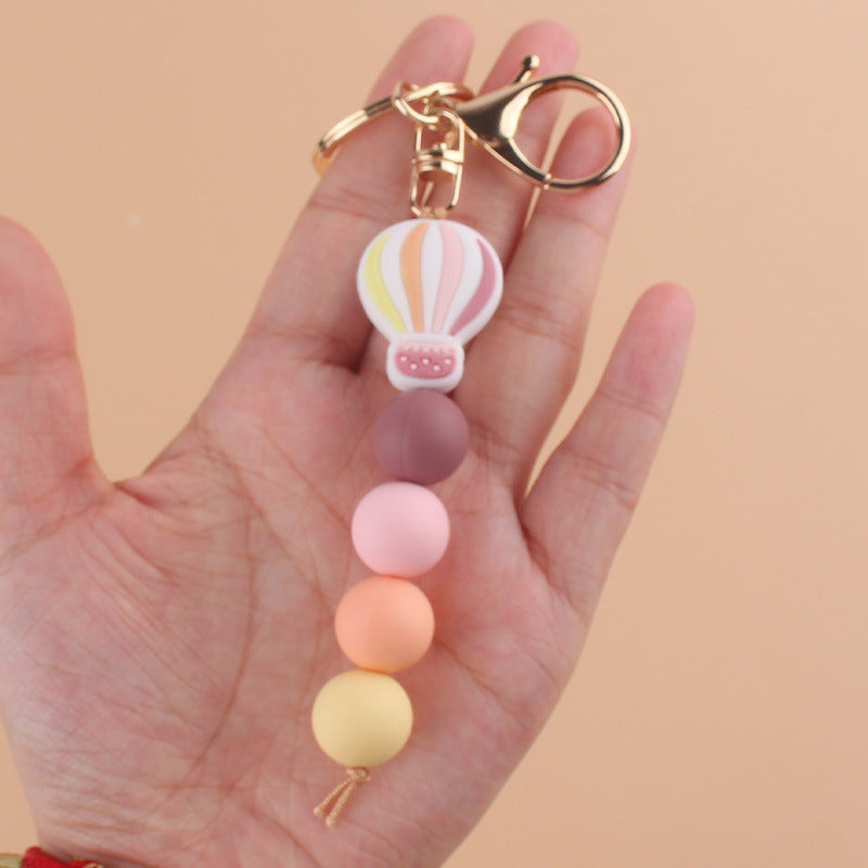 Wholesale Korean Style Pink Silicone Cartoon Hot Air Balloon Keychain Bag Charm Gift
