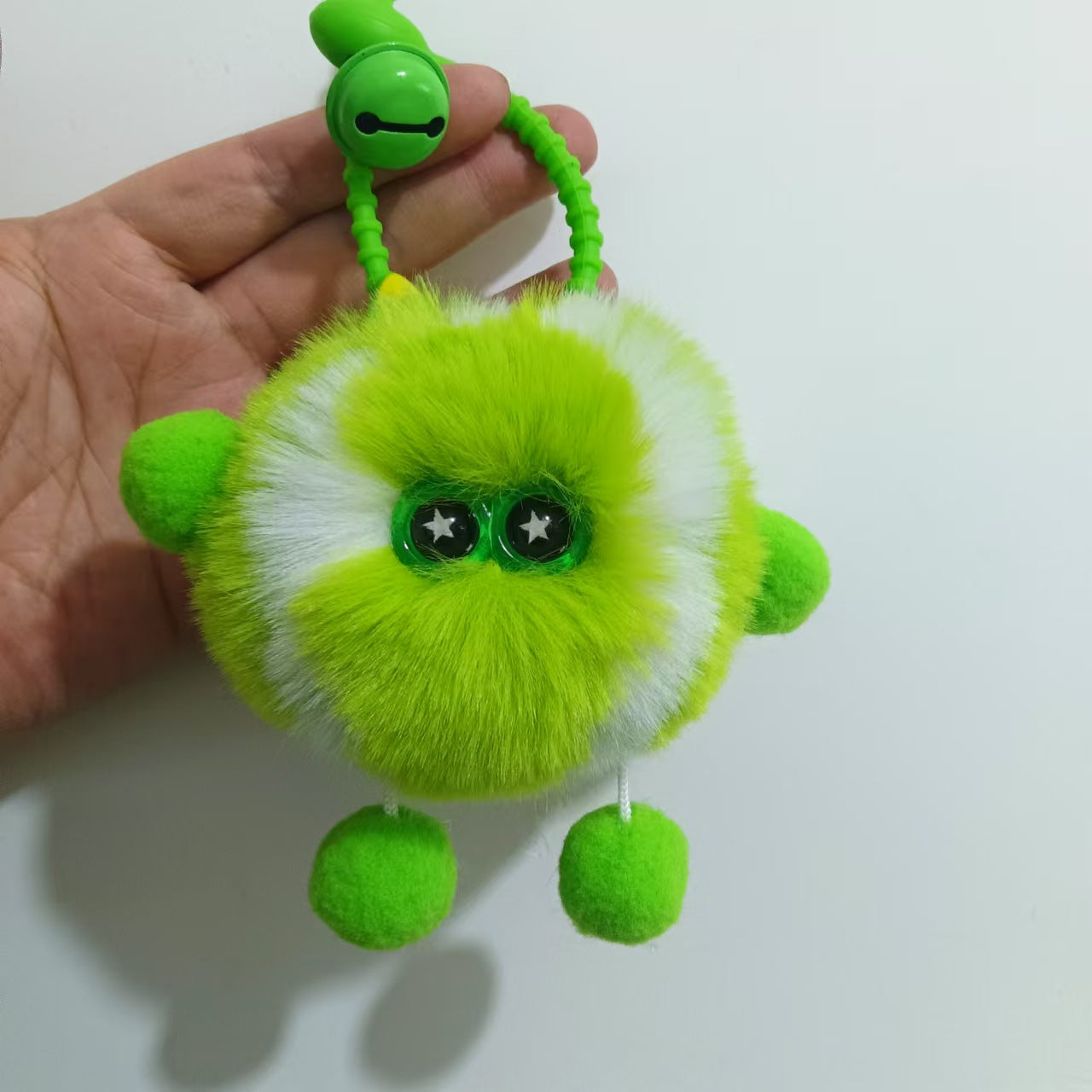 Wholesale cute little tennis ball rex rabbit fur keychain
