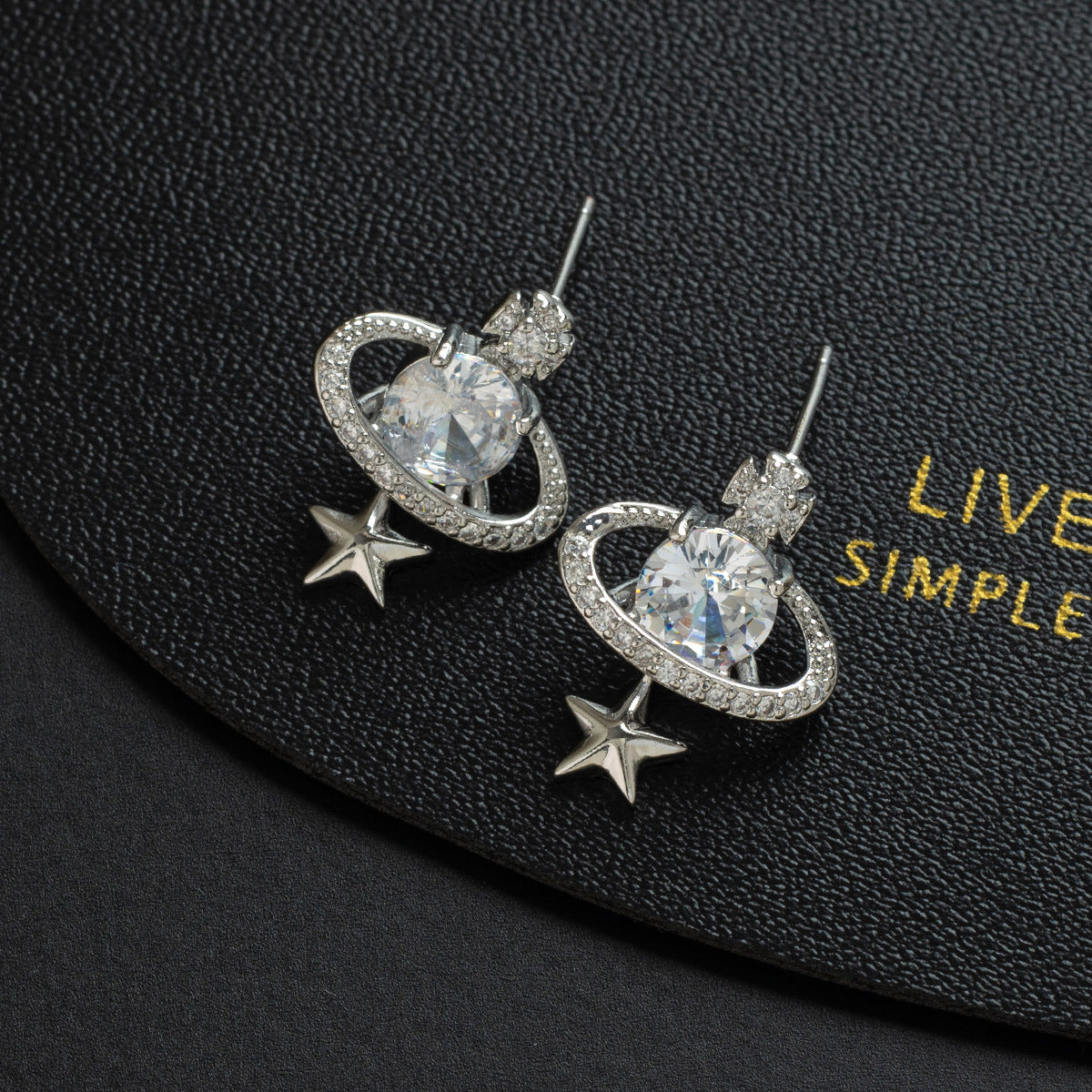 Wholesale Saturn Zircon Earrings Sweet Cool Style Gold Plated Fashion Accessory Party Gift Boutique Resale