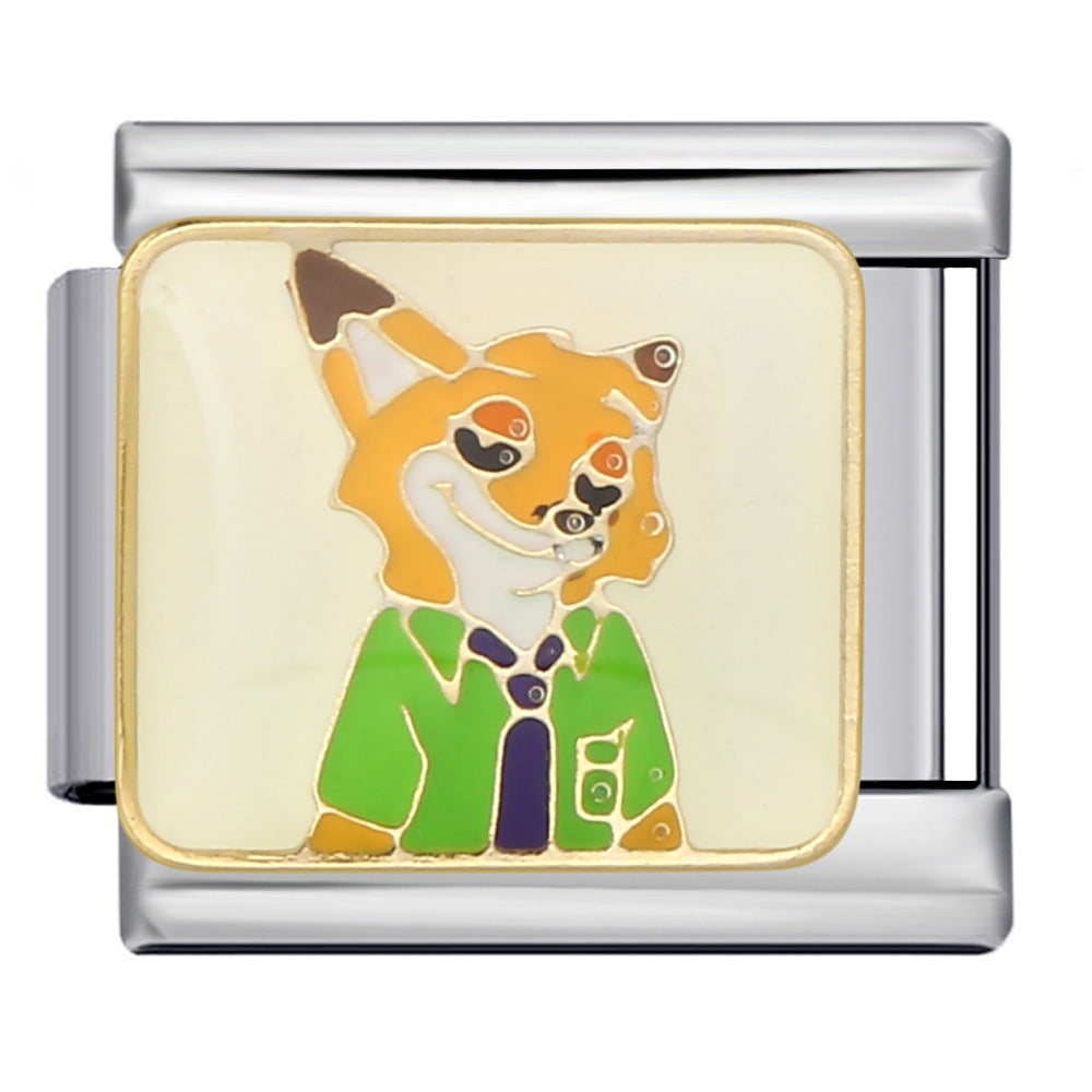 Wholesale 5pcs Italian Charm Bracelet 9mm DIY Splicing Cartoon Animal Stainless Steel Composable Bracelet