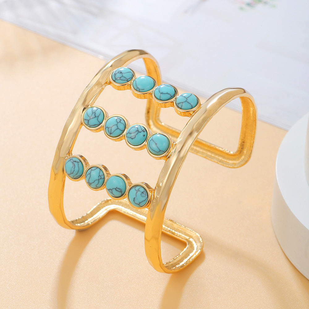 Wholesale Turquoise Boho Geometric Metal Bracelet