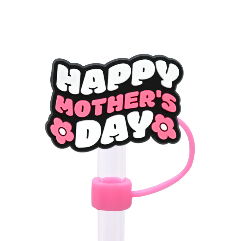 Wholesale Random 100pcs Mother's Day Straw Cover 10MM Straw Tube Cap