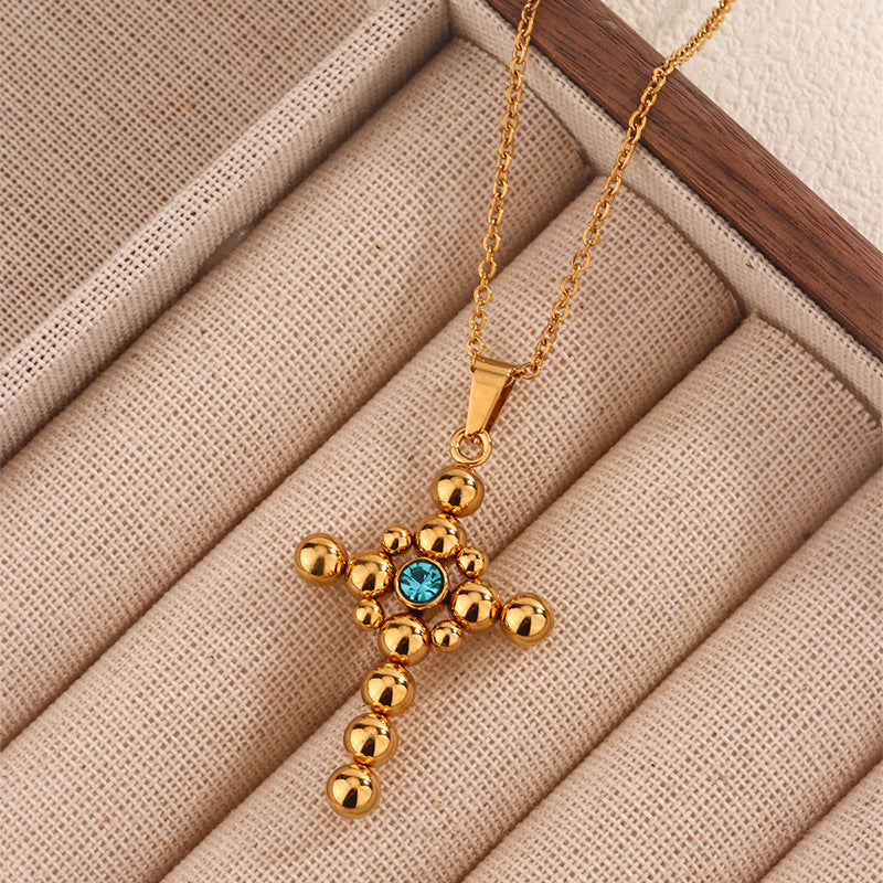 Wholesale Retro Gold   Pendant Zircon Stainless Steel Necklace