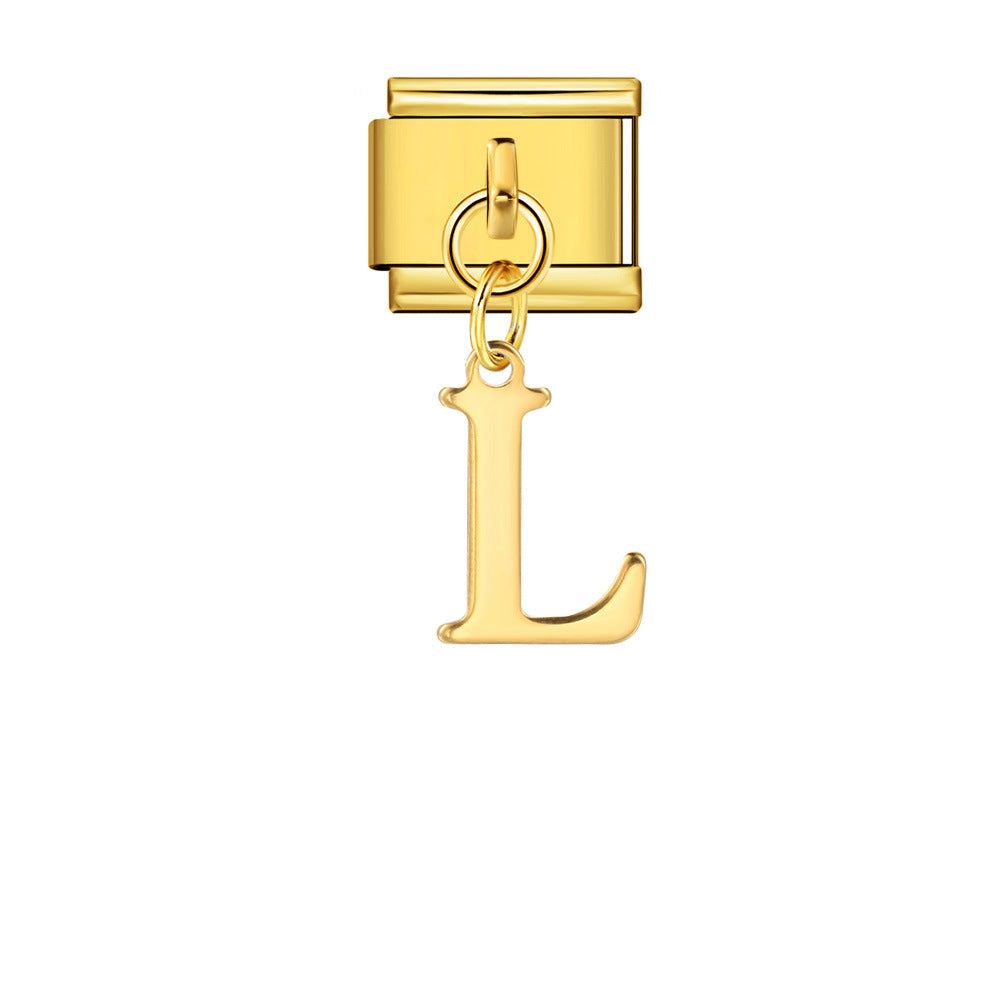 Wholesale Italian Charm Bracelet 9mm DIY Gold Simple Letter Creative Stainless Steel Composable Bracelet
