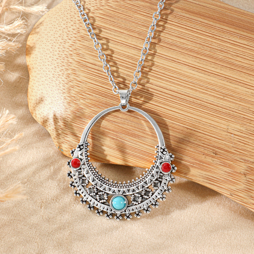 Wholesale Bohemian Heart Drop Pendant Necklace - Ethnic Style Zinc Alloy Inlay for Everyday Fashion Accessory