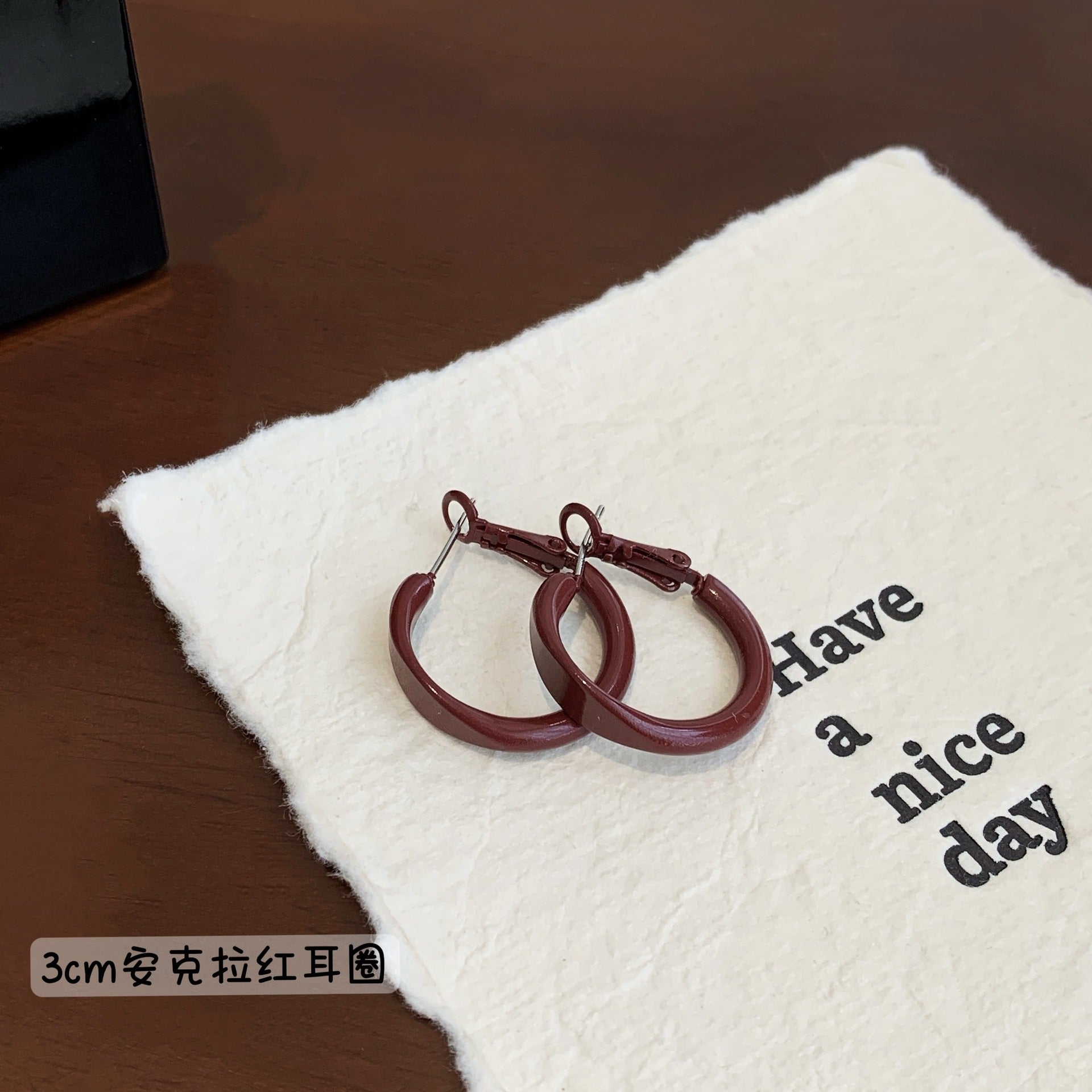 Wholesale retro encora red heart circle large earrings female silver needle