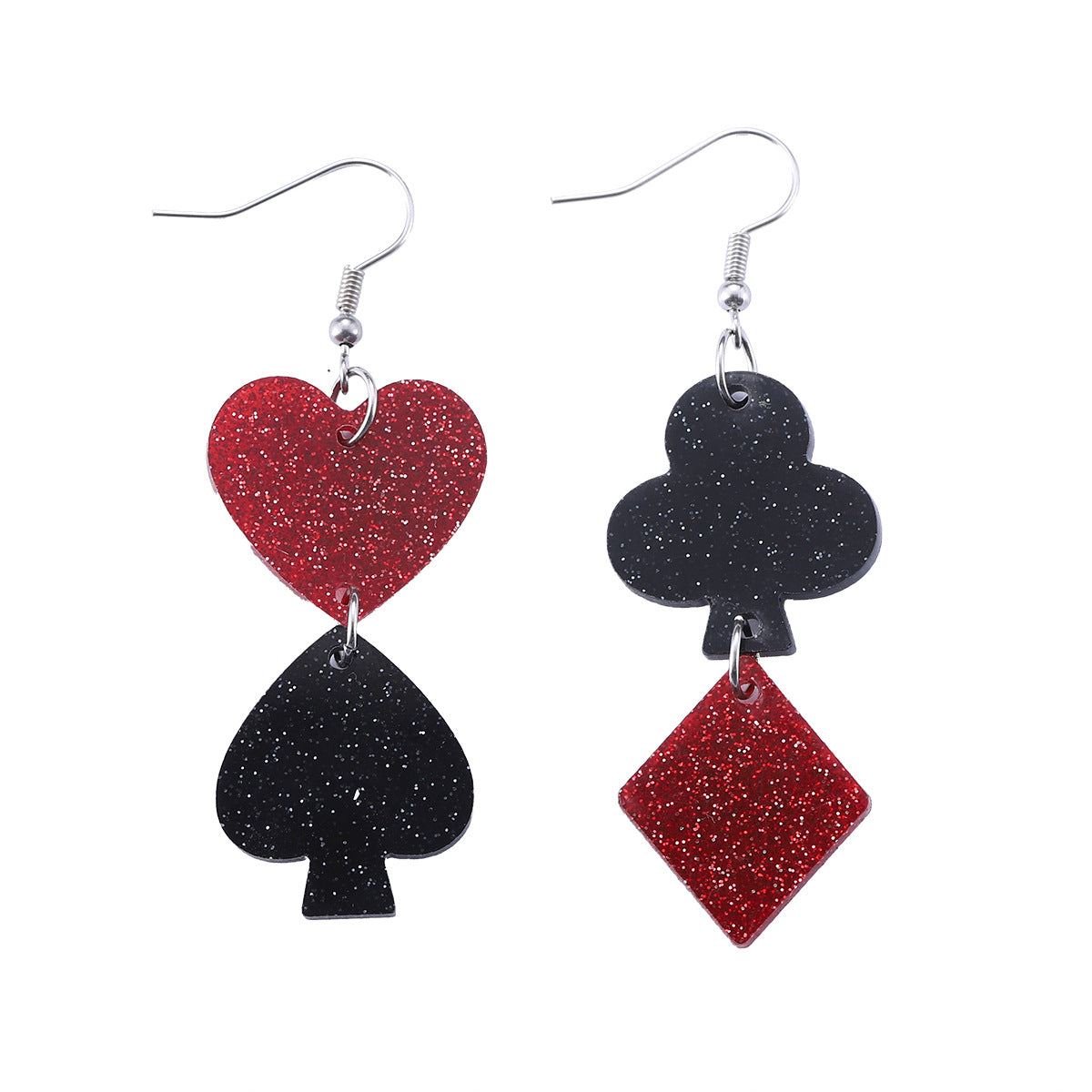 Wholesale  Valentine's Day Poker Color Love Sequins Acrylic Pendant Earrings