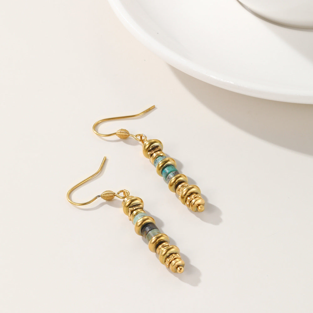 Wholesale retro titanium steel long earrings